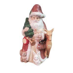 Vtg Hudson SANTA CLAUS CERAMIC FIGURINE MUSIC BOX Plays Here Comes Santa